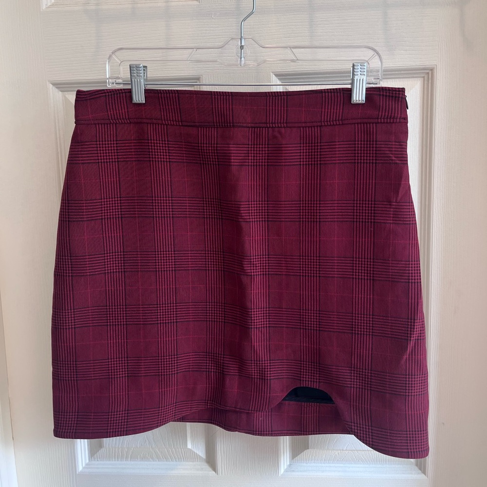 Ganni red plaid mini skirt